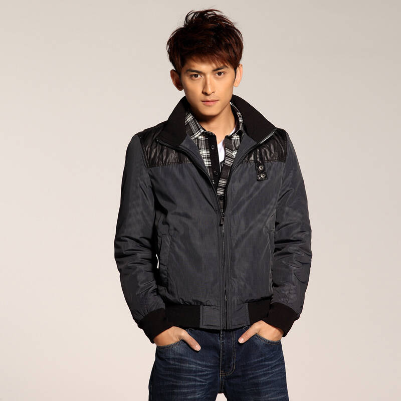 以纯yishion 2012秋装新款 男装休闲棉衣外套 12311009 蓝色 m