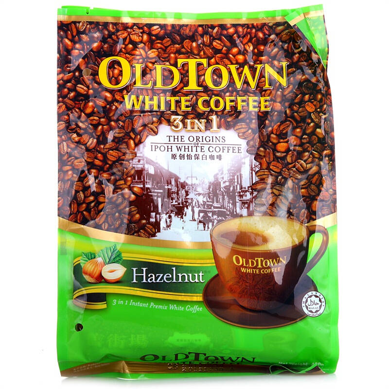 马来西亚进口 oldtown旧街场3合1榛果味白咖啡480克