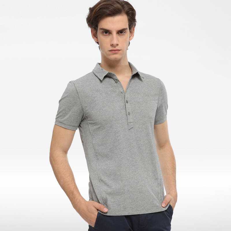 京东配送 max toney 男士全棉polo衫男短袖t恤 男 保罗衫潮631 灰色 l