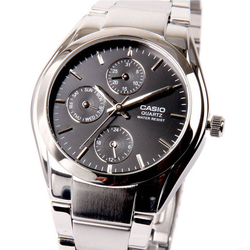 卡西欧(casio)mtp-1191a-1a精钢三眼指针男表(黑色)