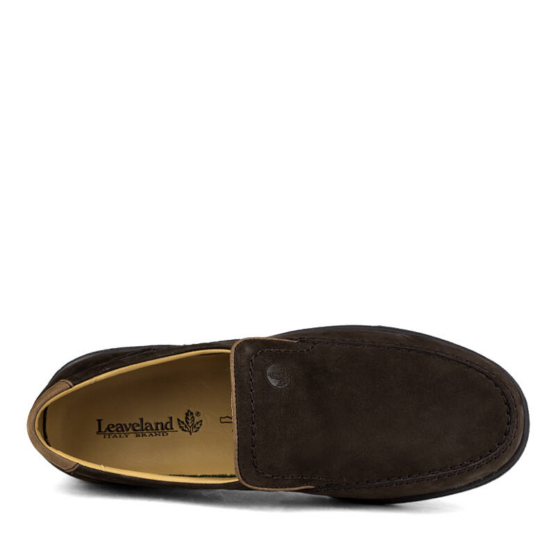 意大利枫叶 磨砂透气牛皮低帮帮鞋610124 套脚暗棕 38