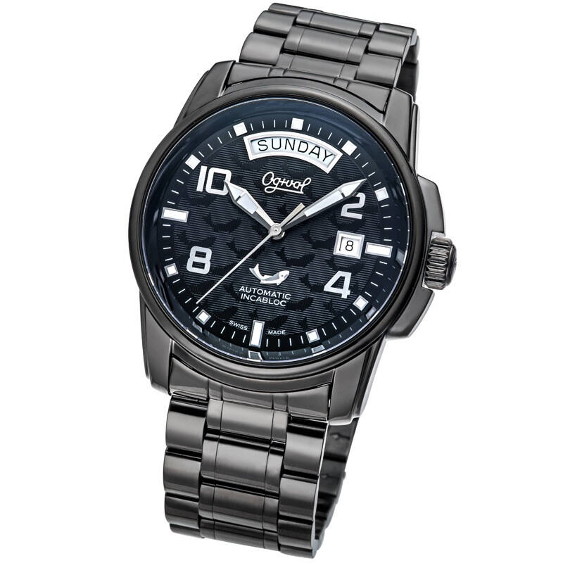 爱其华ogival 爵士系列自动机械男士腕表 黑色黑面