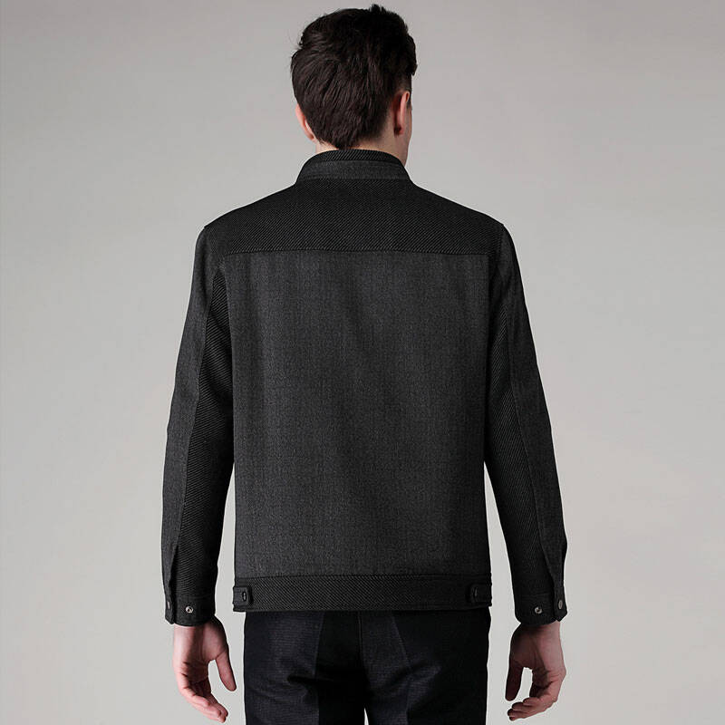 忘不了男装 正品 毛呢夹克 新年礼物立领外套211329002 铁灰色 180/96