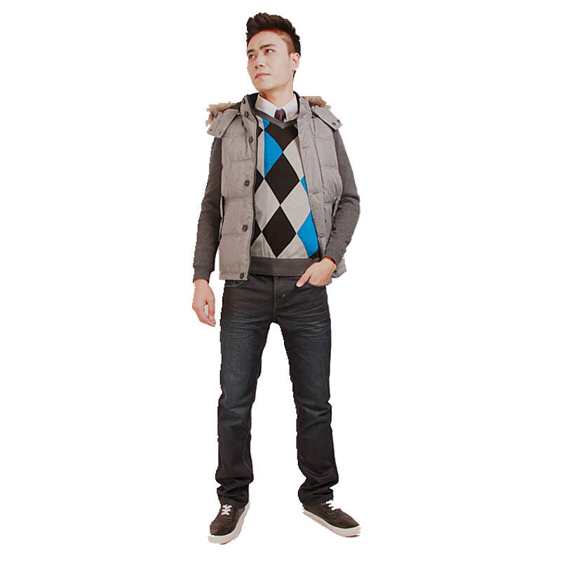 班尼路都市系列(baleno urban)正品男装时尚经典修身有帽羽绒80/20