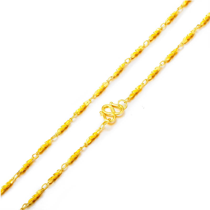 珂兰钻石 纯细杨桃999千足金黄金项链 i