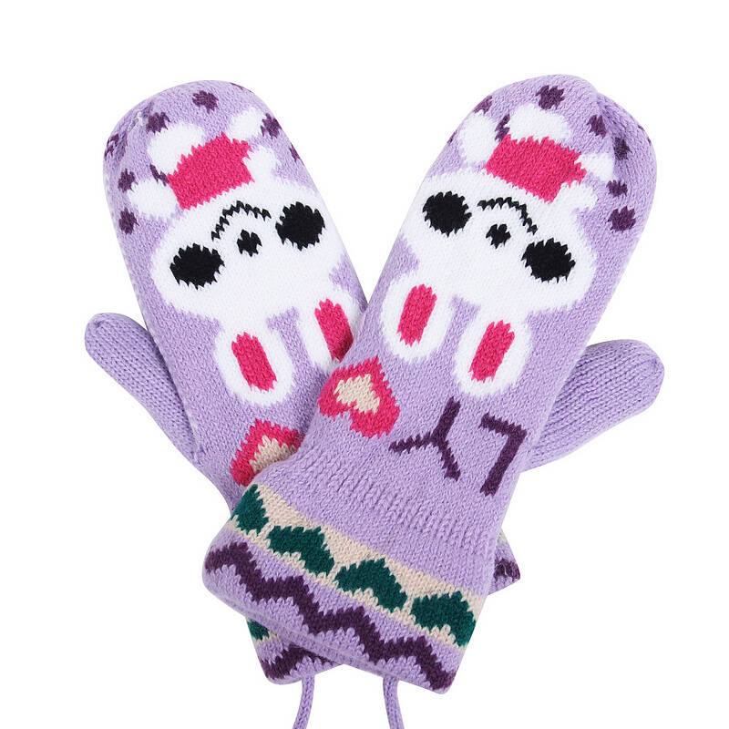 珍誉针织绒里包指 可爱小兔手套(女款) 新款 紫色