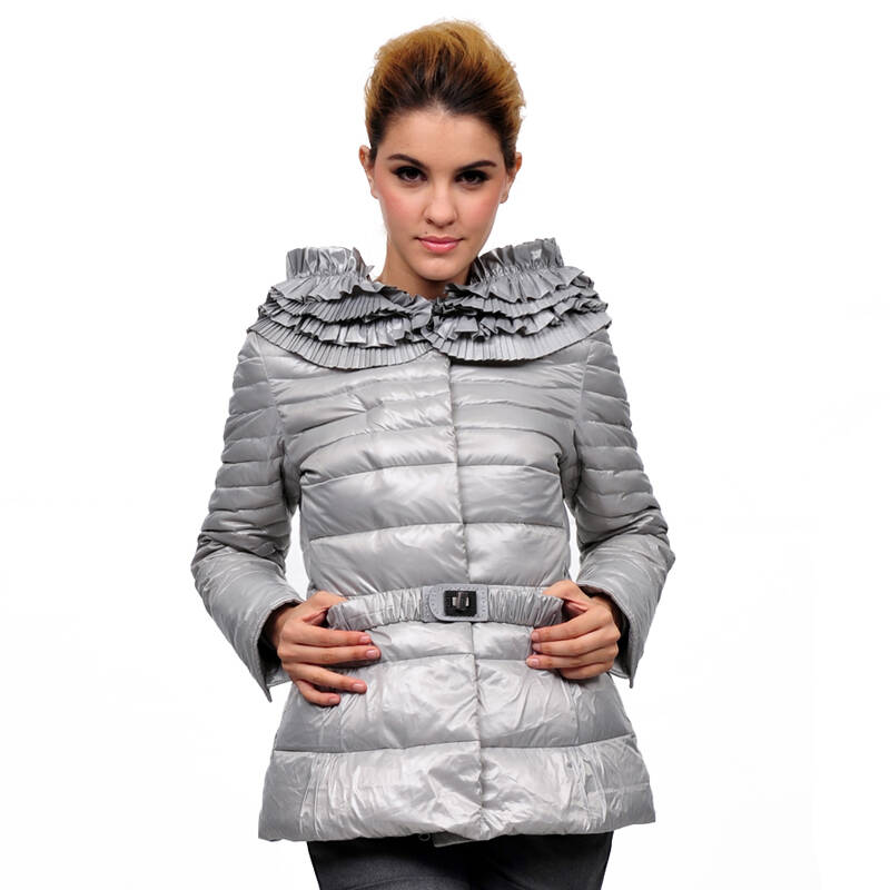 米兰朵 merunto 2012新款 腰带收腰显瘦 时尚优雅短款羽绒服211135