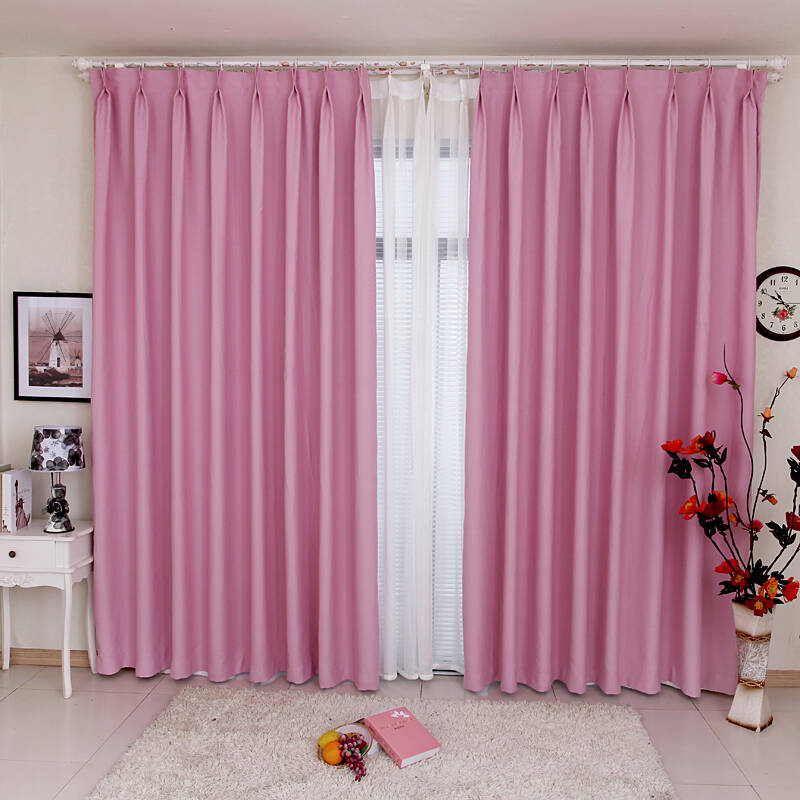 ab款物理亚光遮光窗帘 客厅卧室成品窗帘 多种颜色可选 单 qf-27粉色