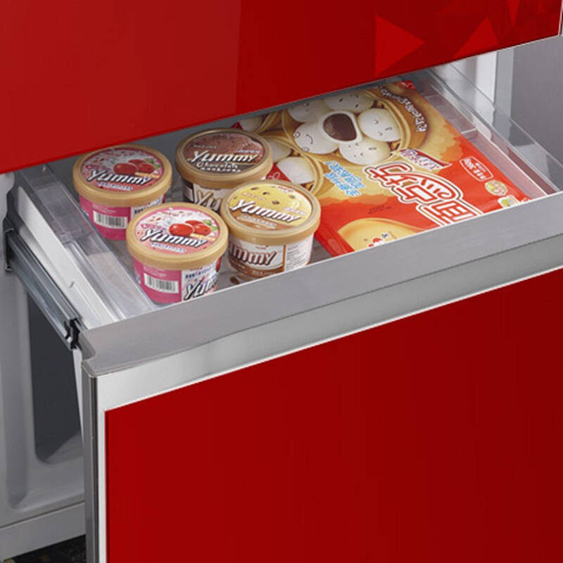 美的(midea) bcd-320wgpma 320升意式三门风冷彩晶玻璃冰箱 (晶钻红)