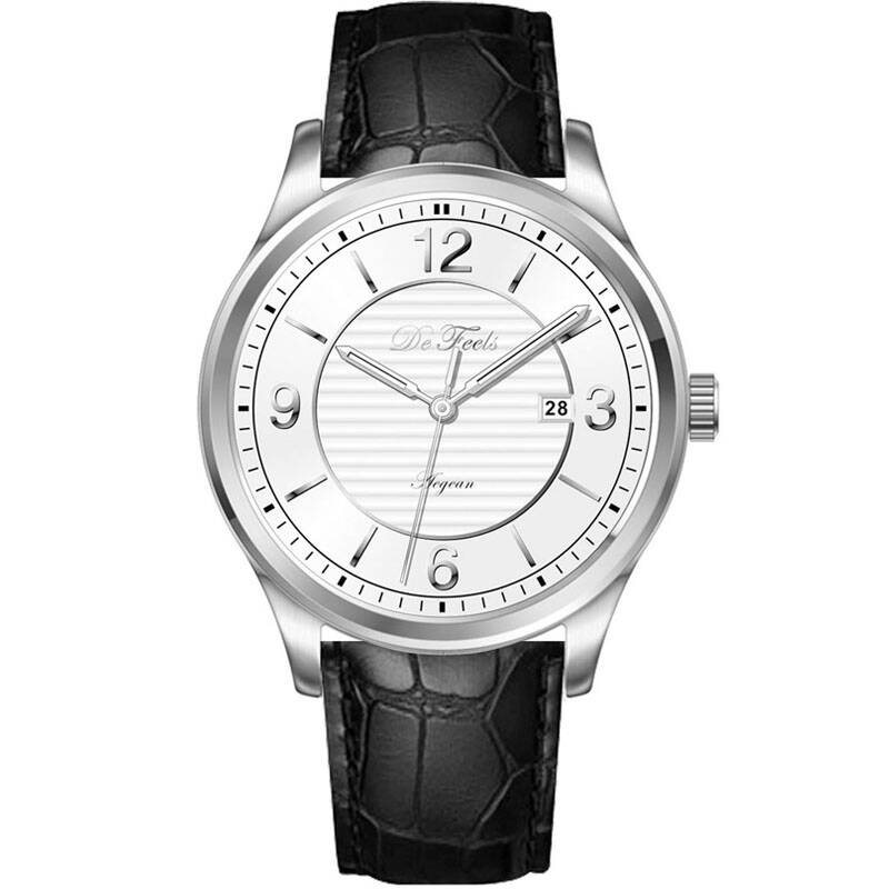 de feels 爱琴海白盘皮带男款手表 f6155gw