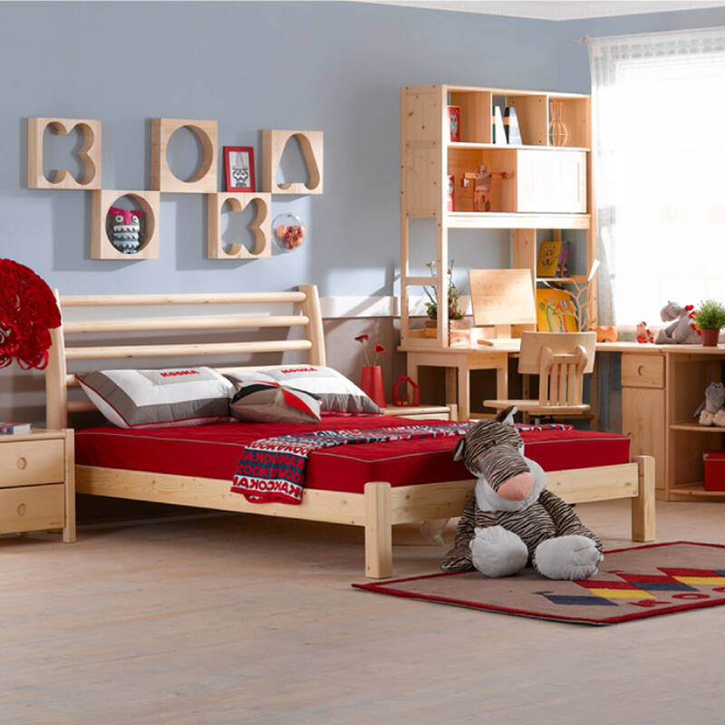 松果儿童家具 儿童床 100%进口芬兰松木 1.