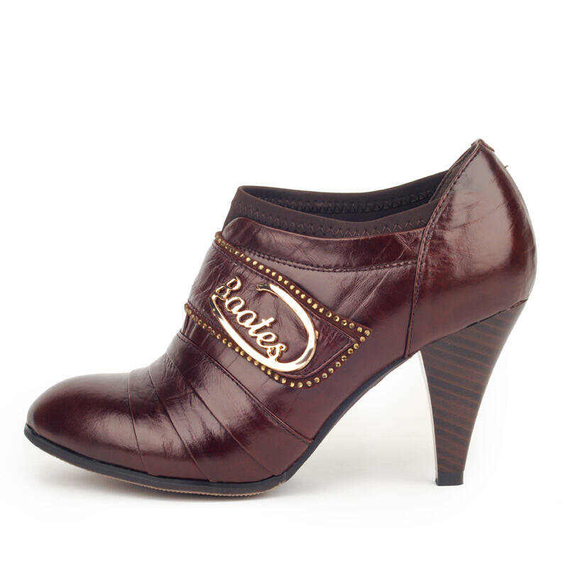 麦高maigao 优雅真皮女单鞋高跟窝窝鞋 a81510 棕色 35