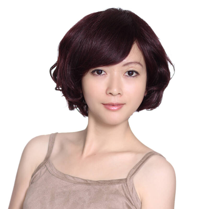 玫瑰雨 真发假发 假发女生短发 时尚可爱短卷发 头顶心手织 真发棕