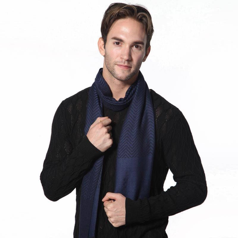 最爱饰妮zasn纯羊绒商务休闲百搭气质礼品围巾男n039 蓝色