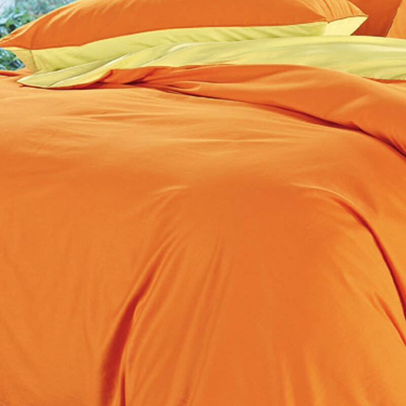 瑜嘉丽 40支高密全棉撞色超大双人床单四件套1.8米床橙色