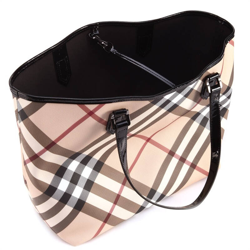 burberry 巴宝莉 女士棕色经典格纹手提包 3489040 xy