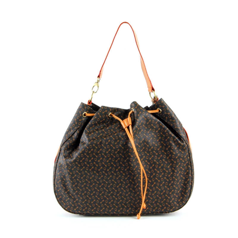 elizacrown皇冠女士伸缩牛皮单肩包女式潮流休闲包女手提包311019棕色