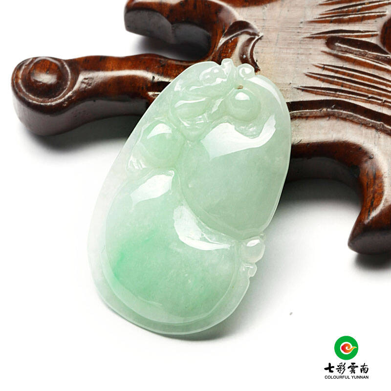 七彩云南 天然翡翠a货 糯种葫芦 吊坠挂件 送国检证书0026412256