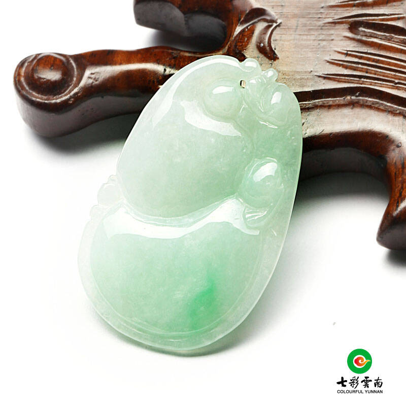 七彩云南 天然翡翠a货 糯种葫芦 吊坠挂件 送国检证书0026412256