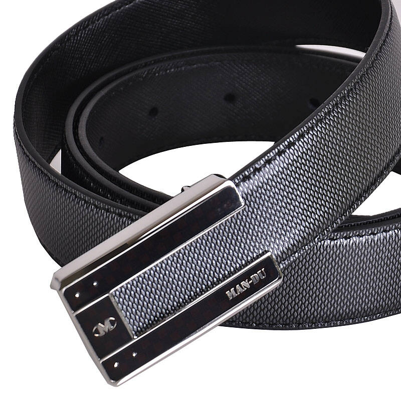 mandu曼度男士商务牛皮钻石纹腰带mdp0008jz 银色 110cm