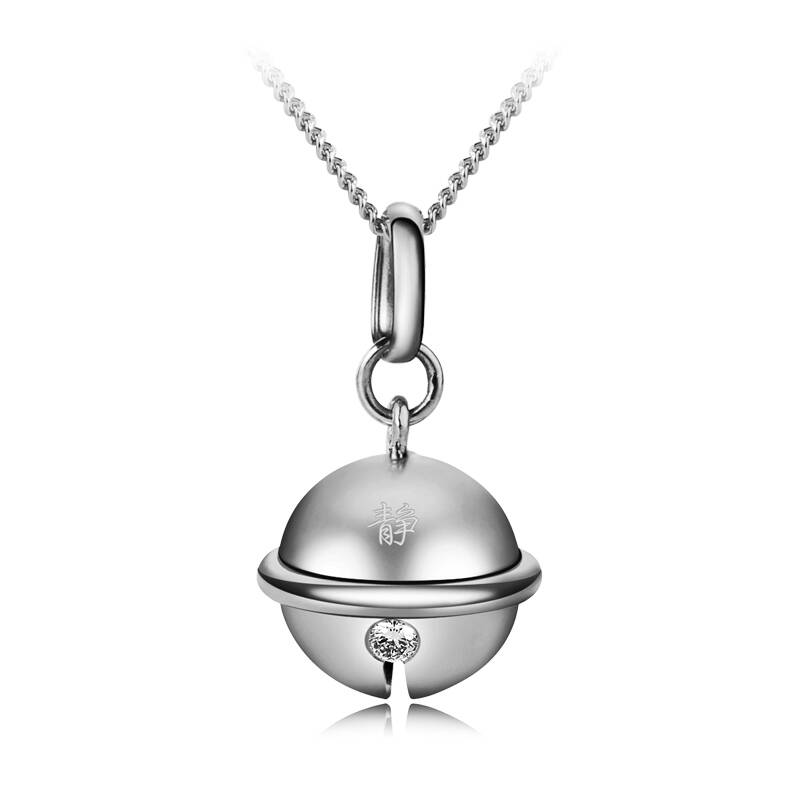 卡当创意礼品送女友生日礼物哆啦a梦doraemon铃铛镶钻锁骨项链 白金色