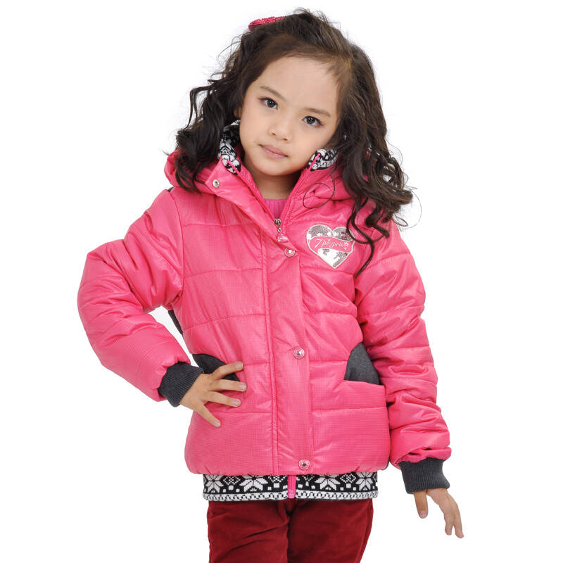 七波辉(7-poove)女童时尚短款羽绒服a53110 玫瑰红 120