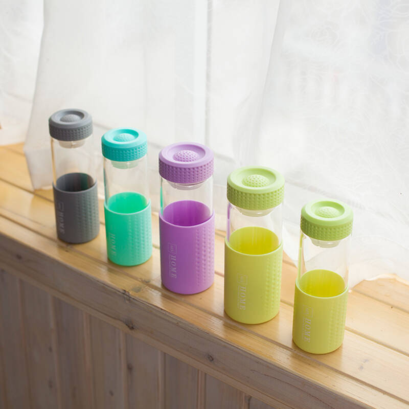 abs爱彼此 创意控茶随手杯夏季居家出行水杯泡茶杯 粉色 480ml