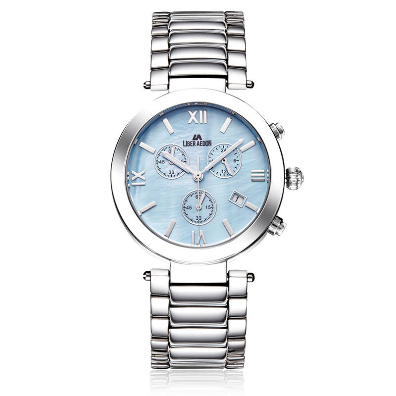 励柏艾顿(liber aedon)优雅大气女士手表多功能三眼日历计时女表时尚