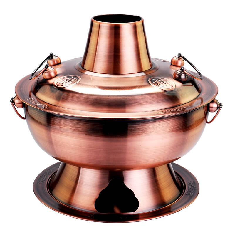 锐佳 不锈钢木炭火锅传统烧炭火锅炉边炉锅户外家用涮羊肉 ktq-仿红铜