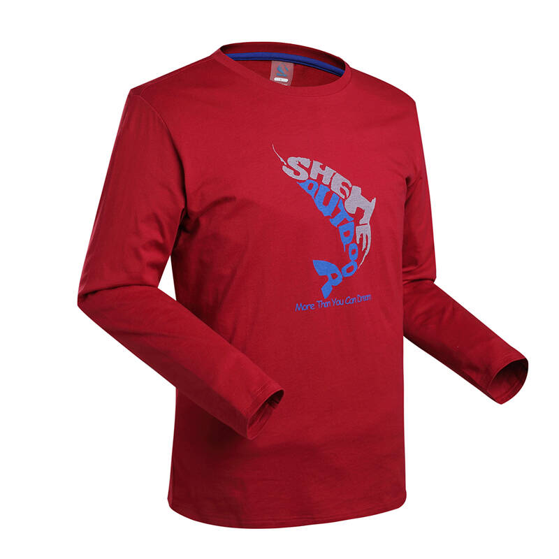 shehe极星户外t恤男款圆领长袖体恤衫文化长t951509d 枣红 l【图片 价