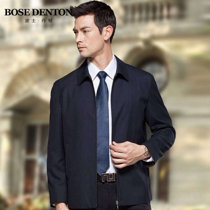波士丹顿夹克 男秋装新款中年夹克商务休闲翻领外套中老年男装夹克 深