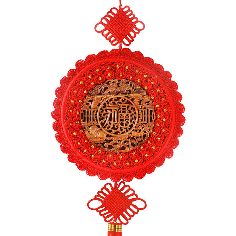 结桃木福字挂件礼品客厅玄关挂饰乔迁新居搬家送朋友 龙凤福款中号