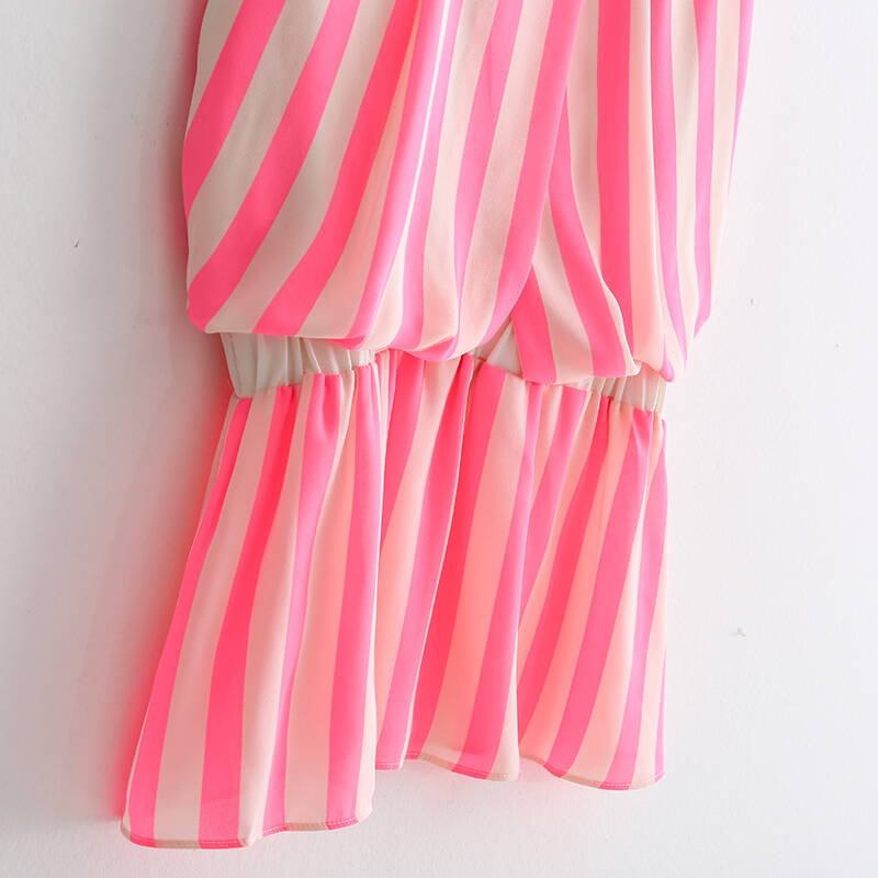 touch夏季无袖条纹时尚雪纺舒适修身上衣女t141021t000a 粉红色 m