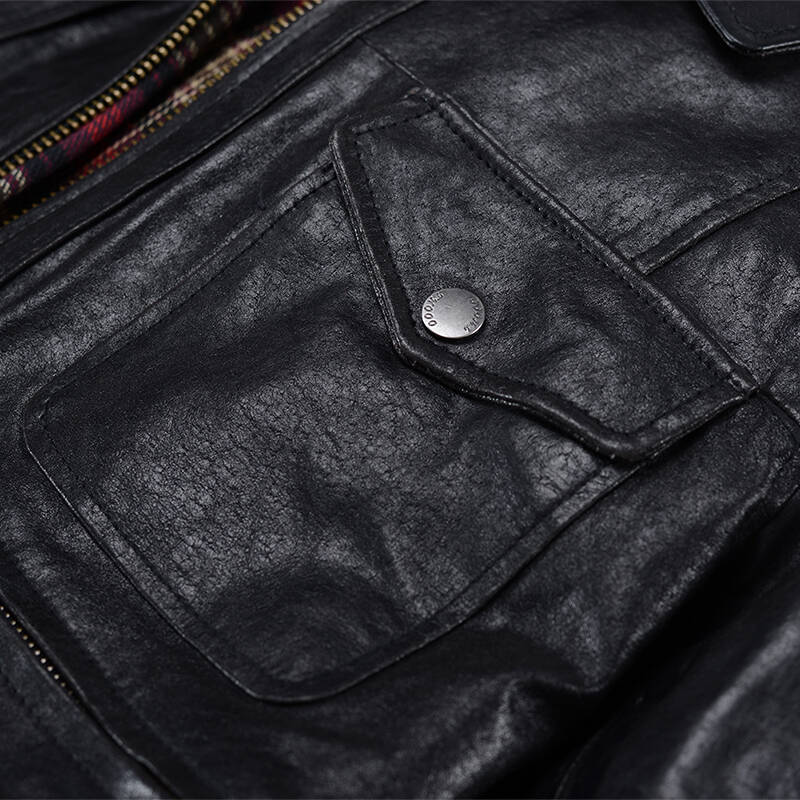 thooo男士翻领机车生化危机头层小猪皮高耐磨机车真皮皮衣皮夹克 黑色