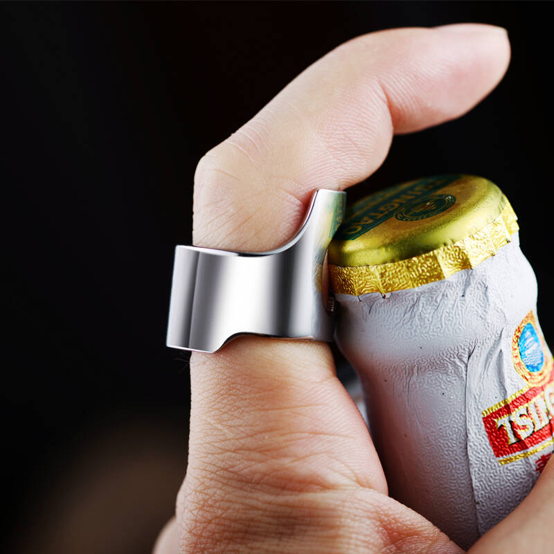 艾尼欧(ainiou)时尚指环开瓶器戒指钛钢原色多功能戒指饰品 18