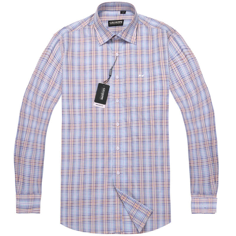 乔治白giuseppe 2015春新品 男士长袖衬衫 商务休闲纯棉格子衬衣 花色