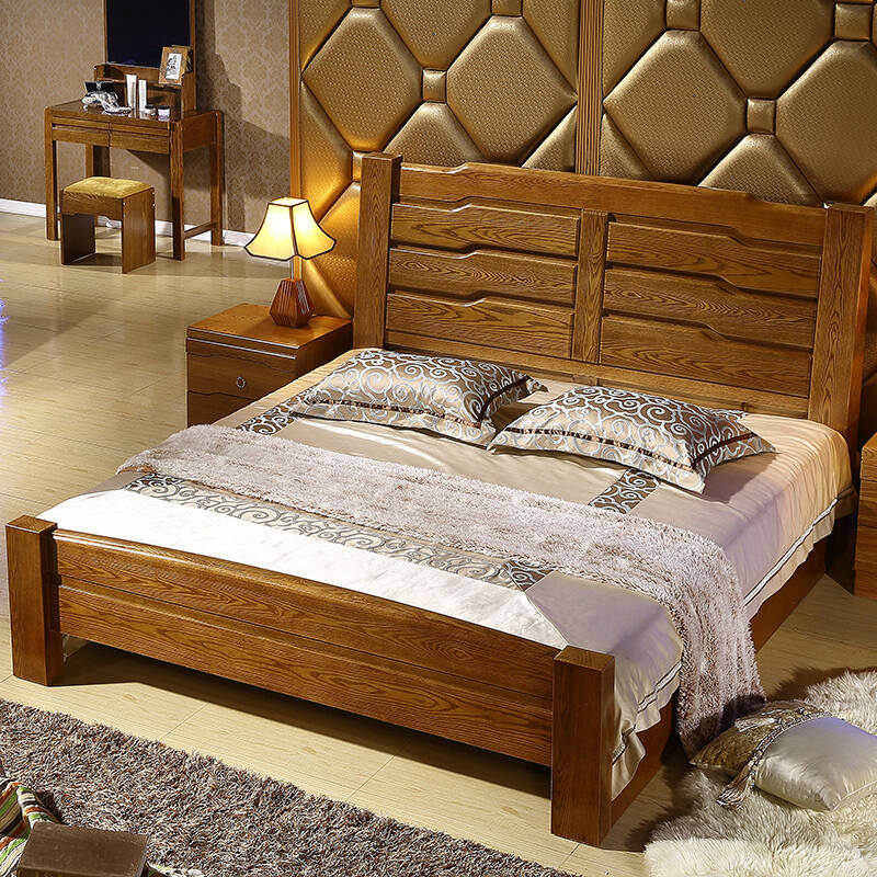 富邦匠工 水曲柳家具 卧室实木床1.