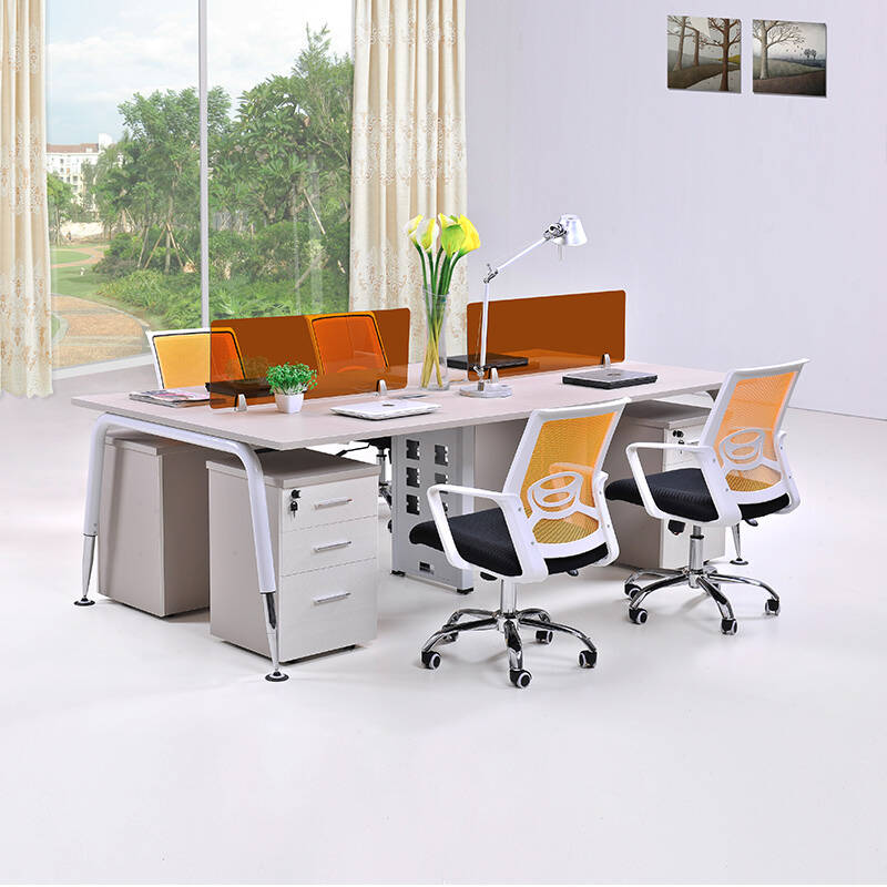 冠琪 办公家具时尚四人办公桌 简约屏风隔断职员桌员工桌 四人桌带柜