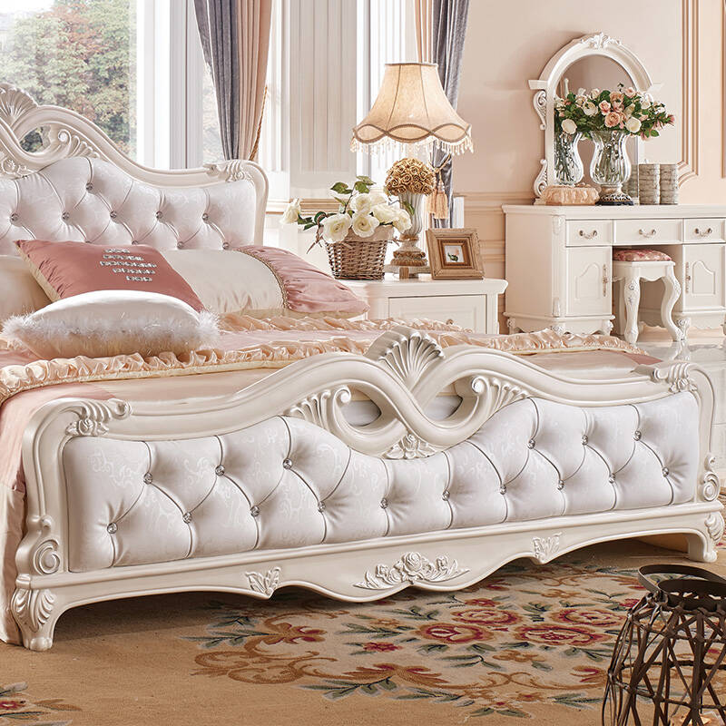 凯哲家具 欧式 真皮实木 双人婚床 多种规格可选 排骨架床 1800*2000