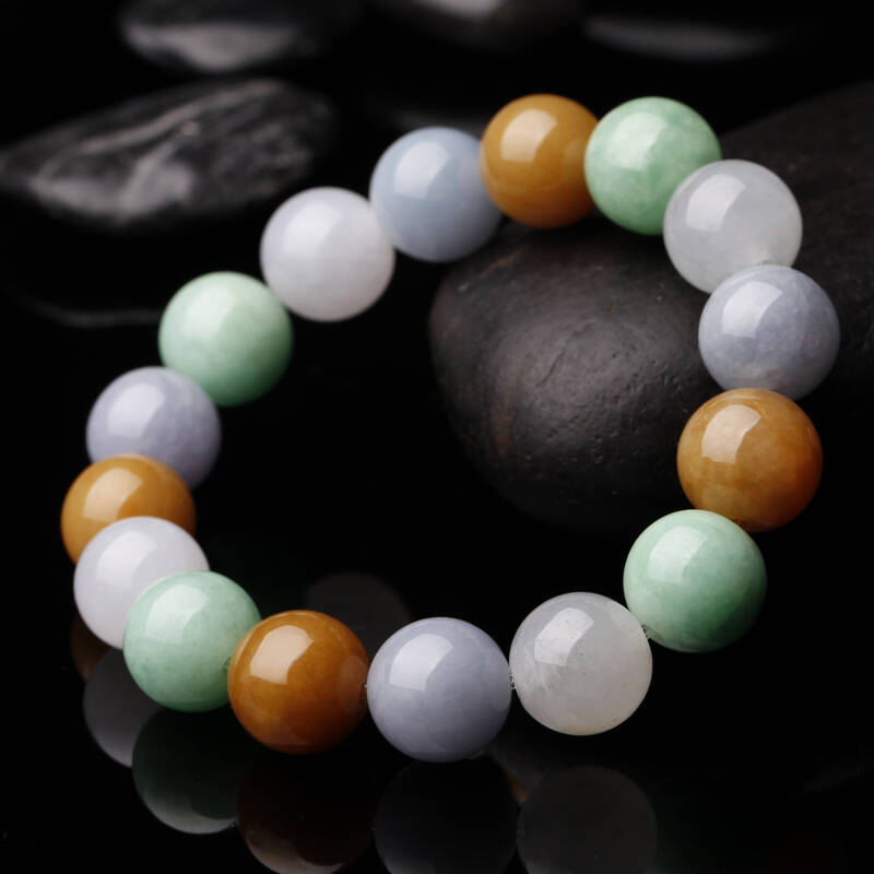 正品翡翠手链女款冰种翡翠福禄寿喜手链手链a货玉手串13.5mm