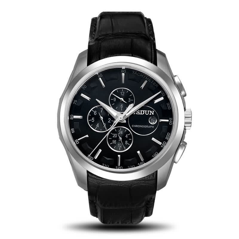 金仕盾(jsdun) 手表男士机械表 全自动运动多功能三眼男式腕表 商务