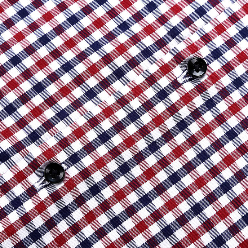春夏竹纤维格子衬衫商务休闲衬衫 男士衬衣 红白蓝格 39
