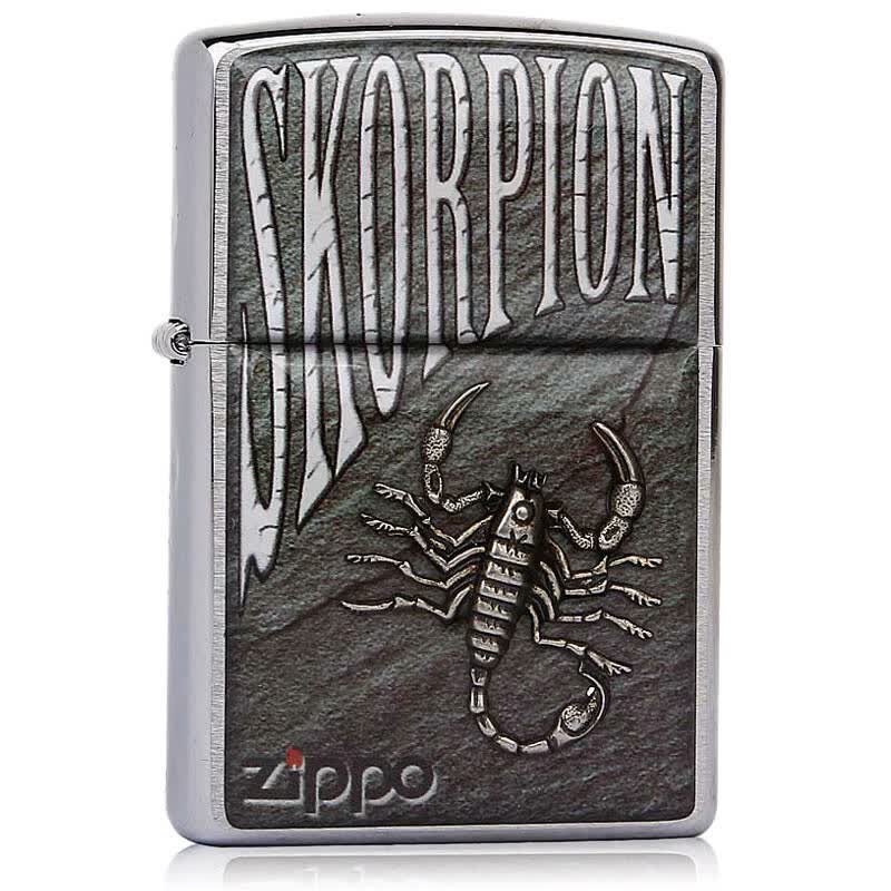 芝宝zippo打火机 正品 欧版独特贴章 镀铬拉丝 251082 蜥蜴 蜘蛛 死神