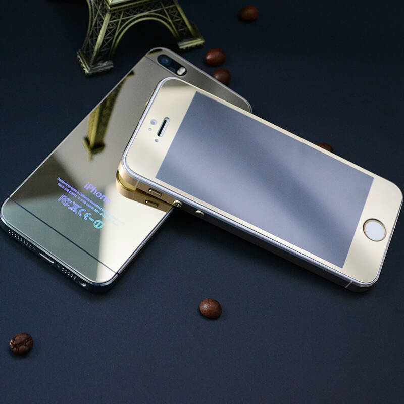 erte 手机电镀钢化贴膜玻璃膜高清耐磨耐刮 适用于iphone5s/5 土豪金