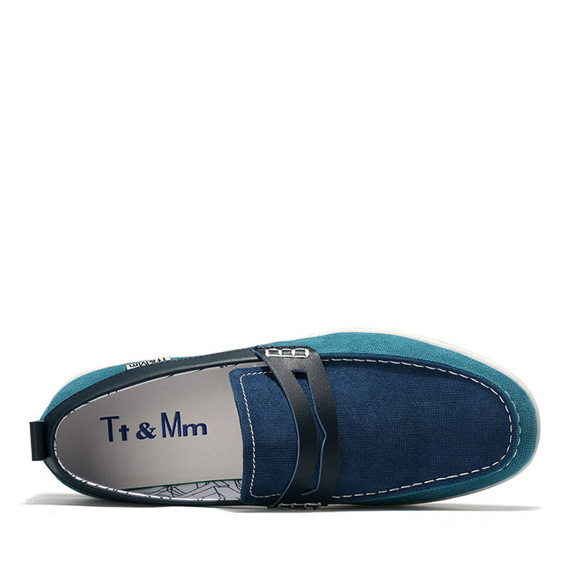 汤姆斯2015新款男鞋撞色拼接舒适套脚休闲懒人鞋帆布鞋 深蓝 43