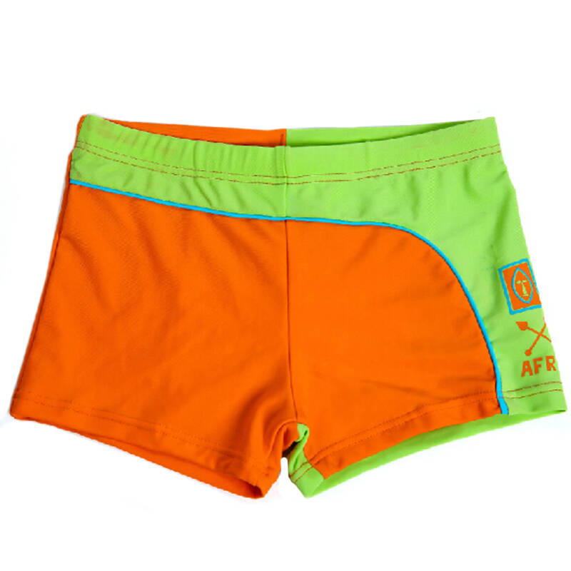 儿童泳衣泳裤 男中小童泳裤套装 学游泳衣裤男童平角泳裤裤衩 桔色