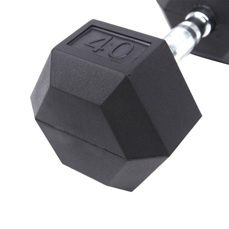 凯速包胶铸铁静音环保健身房专业定磅举重哑铃(单只40磅) 美版