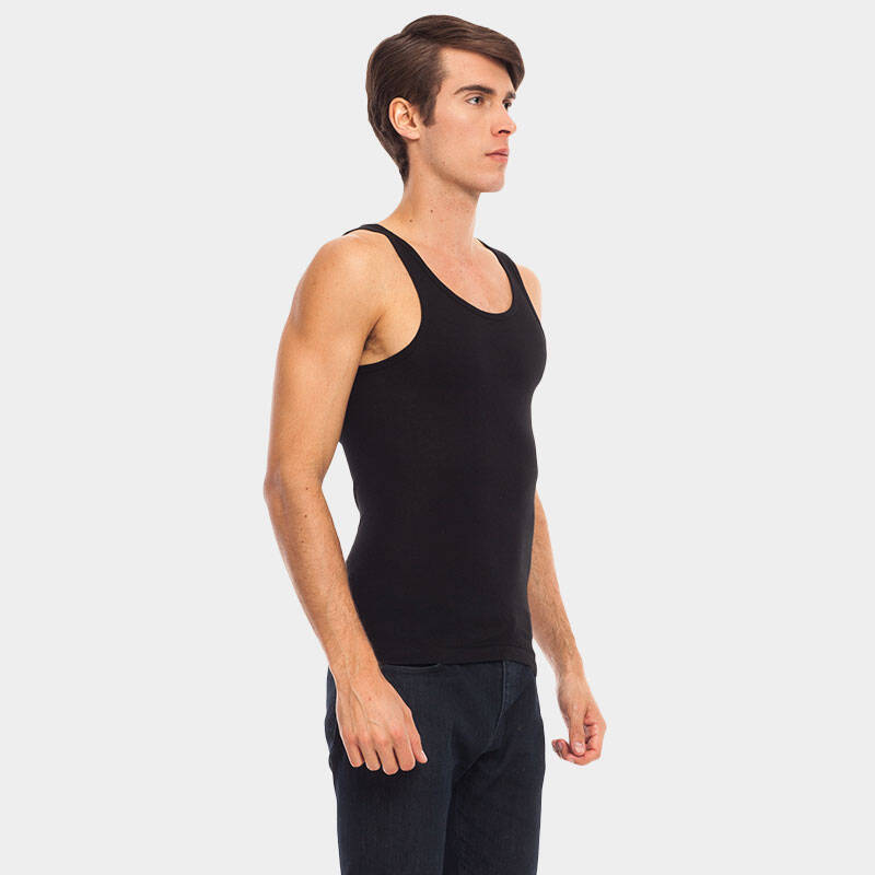 三枪内衣 男士背心 纯棉灯芯弹力运动打底衫 春夏汗衫 黑色 xxxl(185