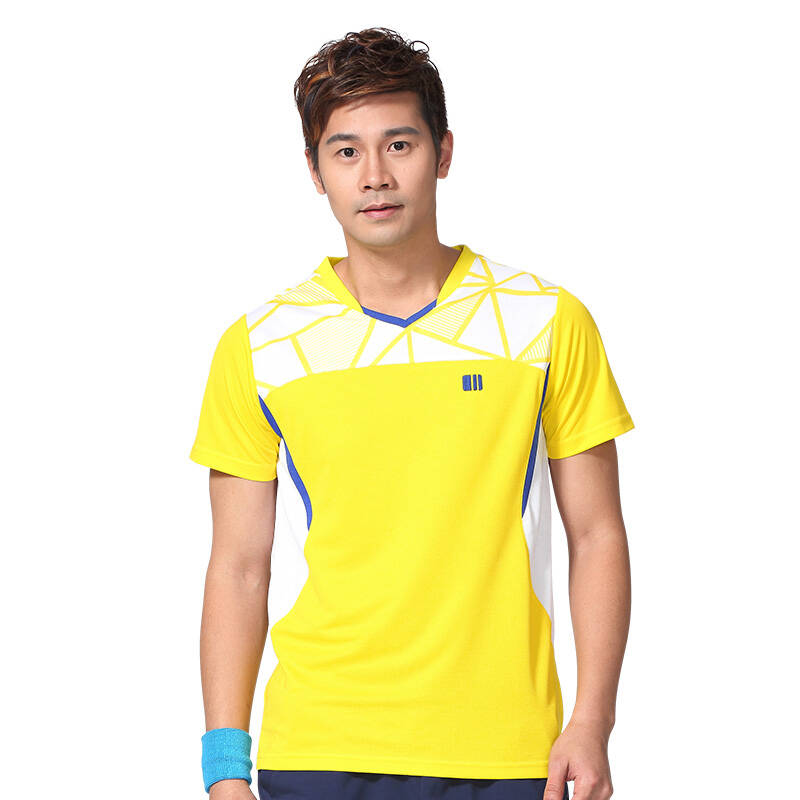 单双号羽毛球服男款上衣 黄色运动服球衣11107 黄色 xl