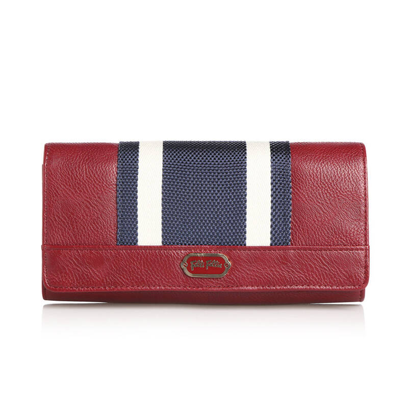 follifollie芙丽芙丽时尚撞色拼接女士长款钱包 wa13c026 红色